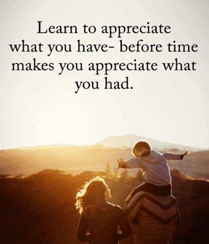 learn to appreciate what we have